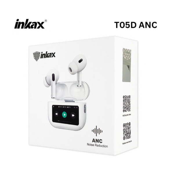 Inkax T05D ANC — Écouteurs TWS Bluetooth 5.3 avec écran tactile LCD & réduction active du bruit
