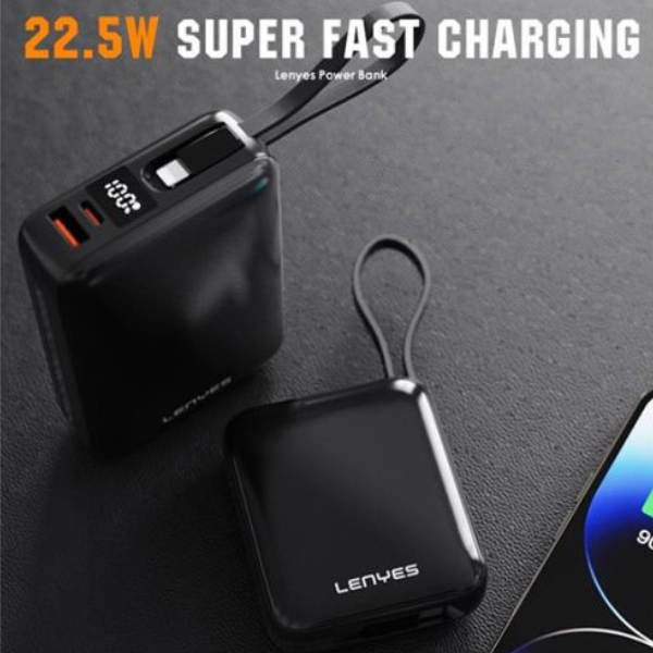 Lenyes PX170D Mini Power Bank 10 000 mAh – Batterie Externe Compacte et Rapide – Noir