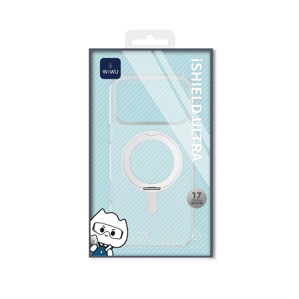 Coque WiWU iShield Ultra MCC-201 pour iPhone 17 Pro Max 6,9" – Transparente Magnétique MagSafe avec Support Rotatif 360° et Protection Antichoc