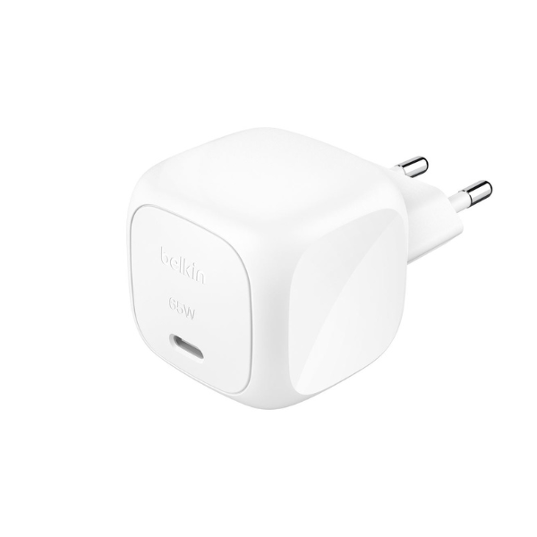 Chargeur Secteur USB-C Belkin BoostCharge 65 W – Charge Rapide Compact & Sécurisé (Blanc)