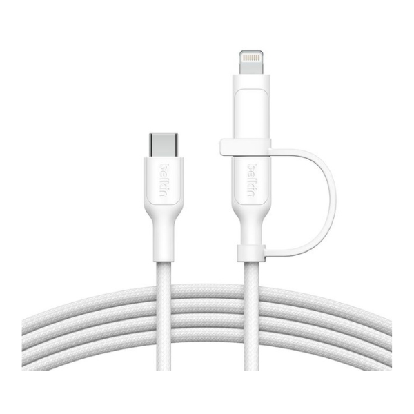 Câble 2-en-1 Belkin 1,5m USB-C to Lightning 60 W – BoostCharge Pro Durable & Compatible Apple/USB-C