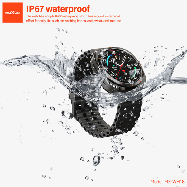 Montre Connectée Moxom MX-WH18 – Smartwatch Écran 1,53″, Bluetooth 5.3, Suivi Santé & Sport (Noir)