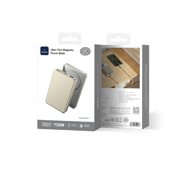 Power Bank P15-1 10000mAh
WiWU Ultra Thin Magnetic– Batterie Externe Magnétique Ultra Fine avec Charge Rapide Sans Fil & USB-C