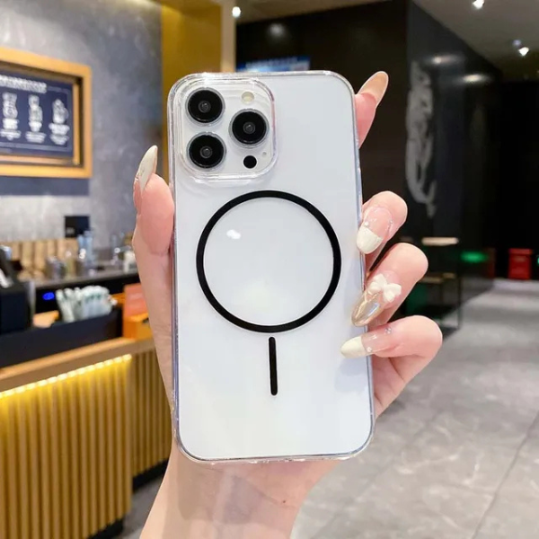 Coque Transparente Magnétique Compatible Pour Iphone – Recharge sans Fil, Protection Anti-choc