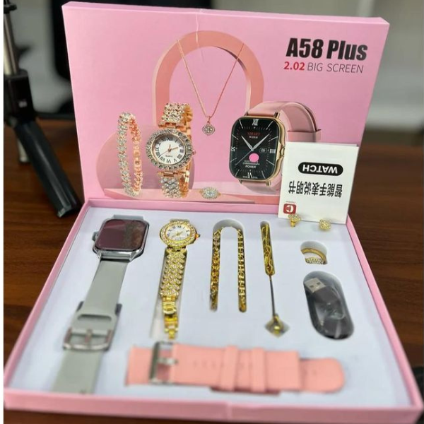 Montre connectée A58 Plus — élégance, appels Bluetooth & coffret cadeau bijou