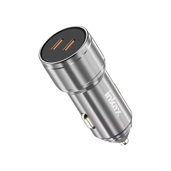 Chargeur Voiture Inkax 60W USB-C x2 QC 3.0 – Charge Rapide Haute Puissance (Gris)