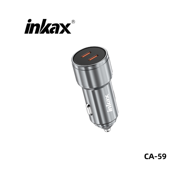 Chargeur Voiture Inkax 60W USB-C x2 QC 3.0 – Charge Rapide Haute Puissance (Gris)
