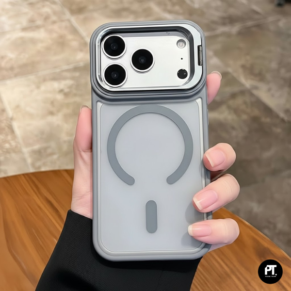 Coque Mate Magnétique avec Support pour iPhone 17 Pro Max – Avec Lens Camera Compatible Charge Sans Fil