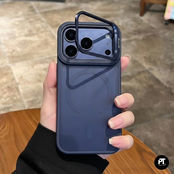 Coque Mate Magnétique avec Support pour iPhone 17 Pro Max – Avec Lens Camera Compatible Charge Sans Fil