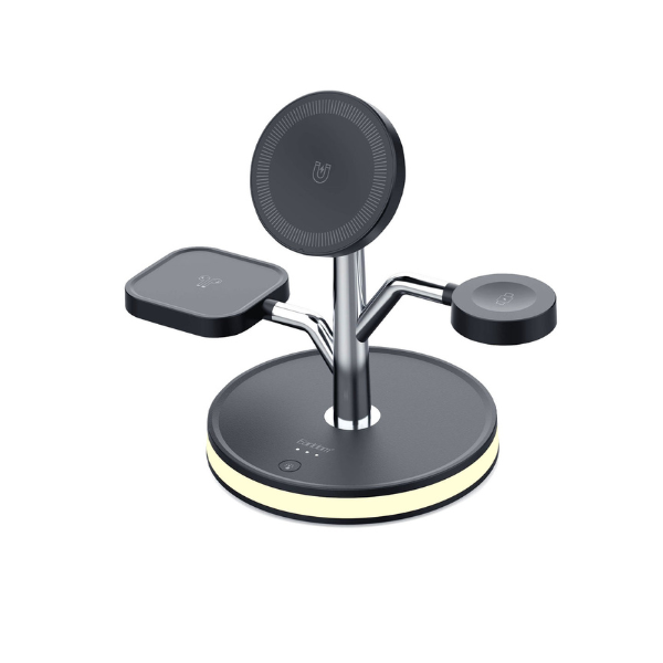 Station de Charge Sans Fil Magnétique 4 en 1 – Earldom WC51 | Charge Rapide Pliable pour iPhone, Apple Watch, AirPods et USB-C