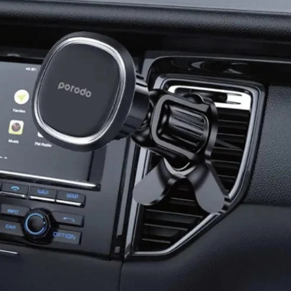 Support Magnétique Universel 2‑en‑1 Porodo – Fixation Téléphone Compacte & Sécurisée (Noir)