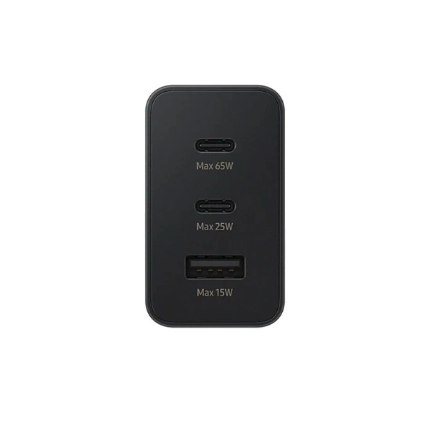 Chargeur Secteur Samsung 65 W Trio – 2 × USB‑C + 1 × USB‑A, Charge Ultra‑Rapide & Multi‑Appareils _