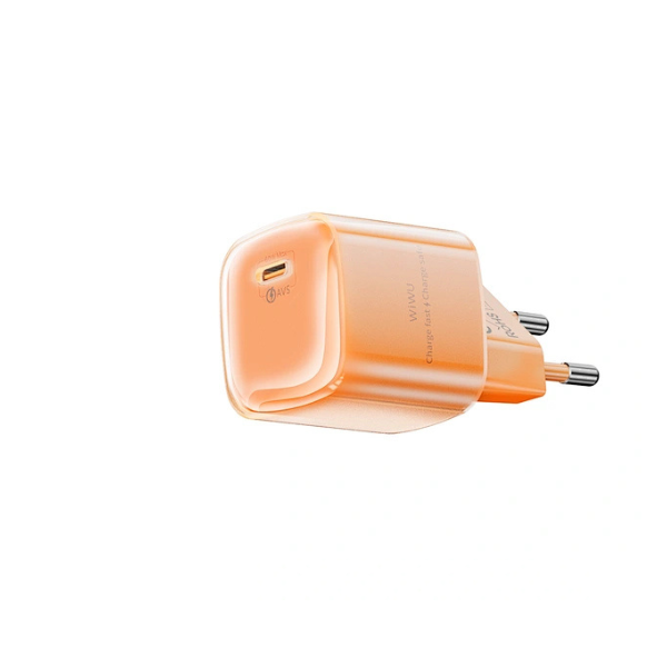 WiWU 60W AVS GaN Chargeur Rapide Wi-G037 (EU) – USB-C Power Delivery, Compact & Haute Performance – Couleur Orange