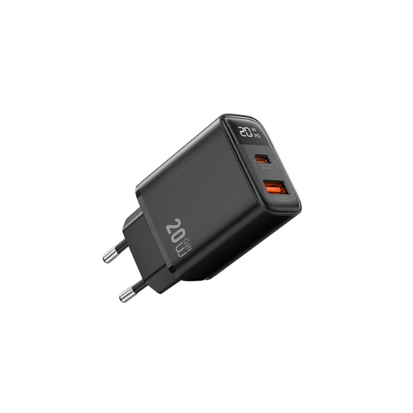 Chargeur WiWU Firefly Wi-G009 20W PD GaN – Charge Rapide USB-C + USB-A, Adaptateur Mural EU/UK/US Compact et Puissant