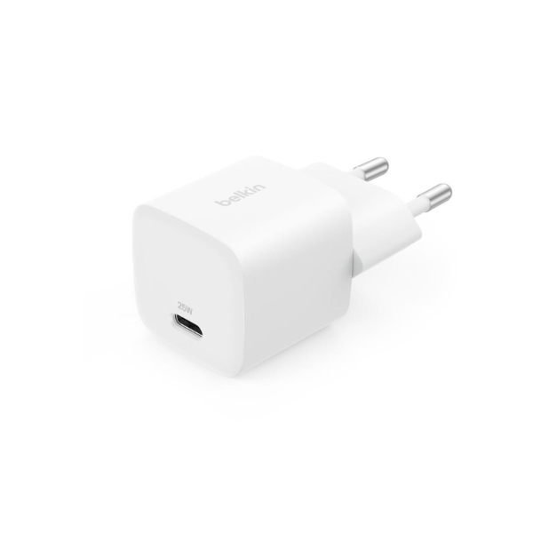 Belkin Chargeur Secteur USB-C 25W BOOST Charge – Charge Rapide Certifiée, Compact et Sécurisé (Blanc)