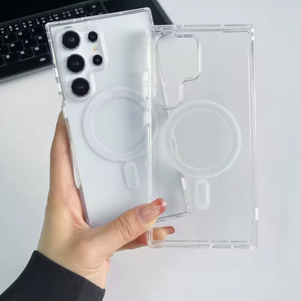 Coque magnétique transparente Poue Samsung – protection élégante & compatible charge sans fil