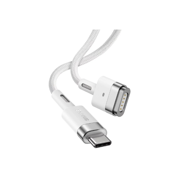 Câble Baseus Zinc Magnetic USB-C 60W 2m (Blanc) – Charge Rapide PD, Connecteur Magnétique, Longueur 2M, Design Premium en Zinc