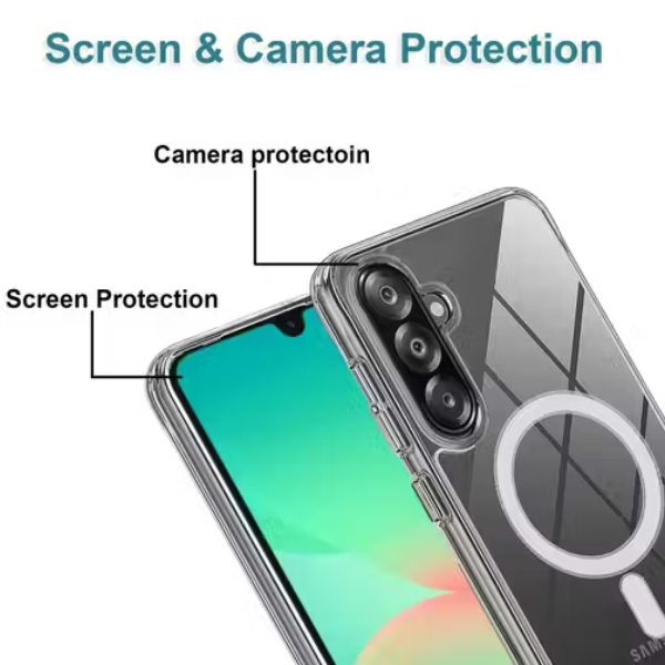 Coque Transparente MagSafe pour Samsung Galaxy A56 5G – Protection Antichoc PC + TPU, Compatible Charge Sans Fil