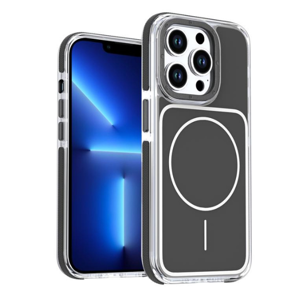 Coque Magnétique Duel-Couleur TPU & Acrylique pour iPhone Avec Protection Camera