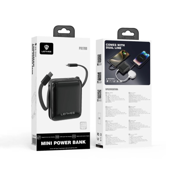 Power Bank LENYES PX270D 20000 mAh – Batterie Externe Haute Capacité, Charge Rapide Quick Charge USB-C & USB-A Universelle