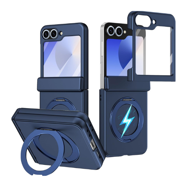 Coque Samsung Galaxy Z Flip Magnétique Premium avec Protection de Charnière & Support Rotatif Compatible Magsafe