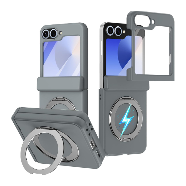 Coque Samsung Galaxy Z Flip Magnétique Premium avec Protection de Charnière & Support Rotatif Compatible Magsafe