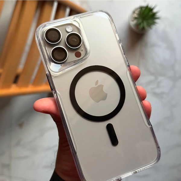 Coque transparente antichoc à anneau magnétique – chargement sans fil intégré