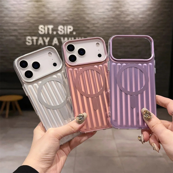 Coque iPhone 17 Pro & 17 Pro MaxcDesign Rayures Luxe Effet Valise Compatible MagSafe & Antichoc