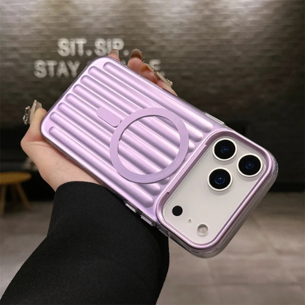 Coque iPhone 17 Pro & 17 Pro MaxcDesign Rayures Luxe Effet Valise Compatible MagSafe & Antichoc