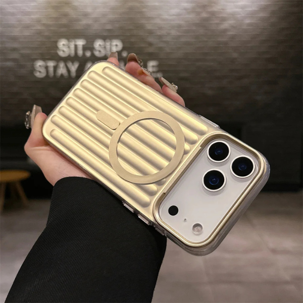 Coque iPhone 17 Pro & 17 Pro MaxcDesign Rayures Luxe Effet Valise Compatible MagSafe & Antichoc