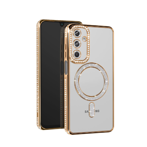 Coque Transparente Strass pour Samsung A56 – Bord Électroplaqué Luxe avec Anneau Rotatif 360° & Protection Écran/Caméra