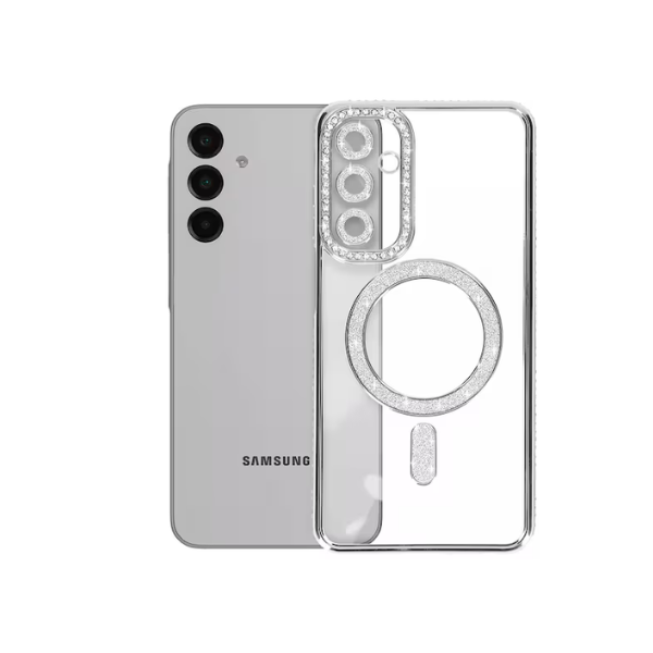 Coque Transparente Strass pour Samsung A17 – Bord Électroplaqué Luxe avec Anneau Rotatif 360° & Protection Écran/Caméra