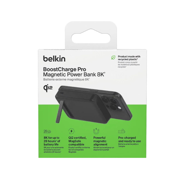 BoostCharge Pro Belkin Magnetic Power Bank with Qi2 8K – Batterie Externe Magnétique Qi2 8000 mAh avec Charge Sans Fil 15W