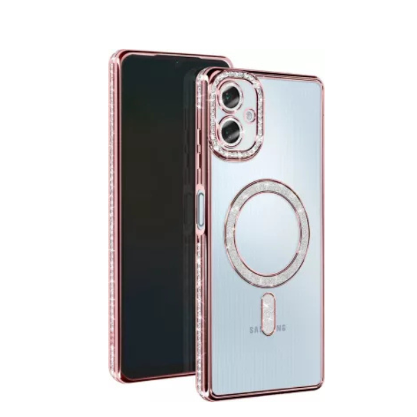 Coque Transparente Strass pour Samsung A06 – Bord Électroplaqué Luxe avec Anneau Rotatif 360° & Protection Écran/Caméra