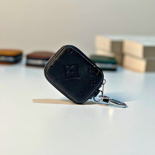 Cache AirPods Luxe en Texture Cuir avec Fermeture Zip – Protection Premium & Porte-clé
