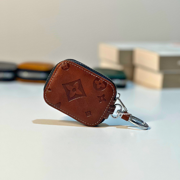 Cache AirPods Luxe en Texture Cuir avec Fermeture Zip – Protection Premium & Porte-clé