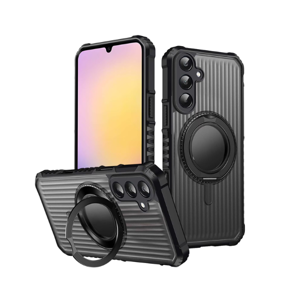 Coque Magnétique Samsung A16 avec Support Rotatif 360° – Protection Antichoc Premium en PC + TPU, Compatible Support Voiture & Recharge Sans Fil
