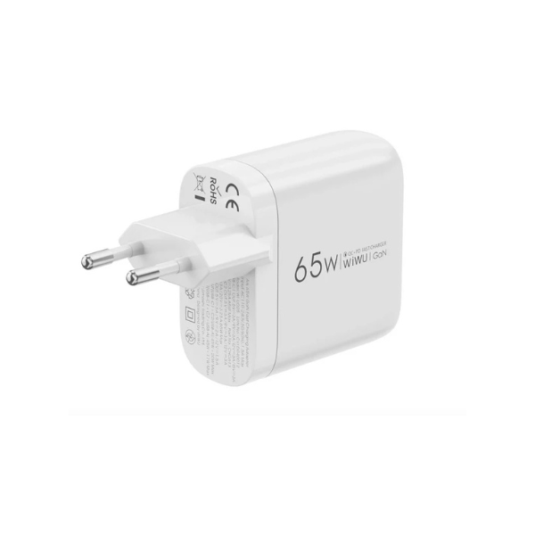 Chargeur WiWU Ark 65W GaN – 3 Ports Ultra Rapide (2 USB-C + 1 USB-A)