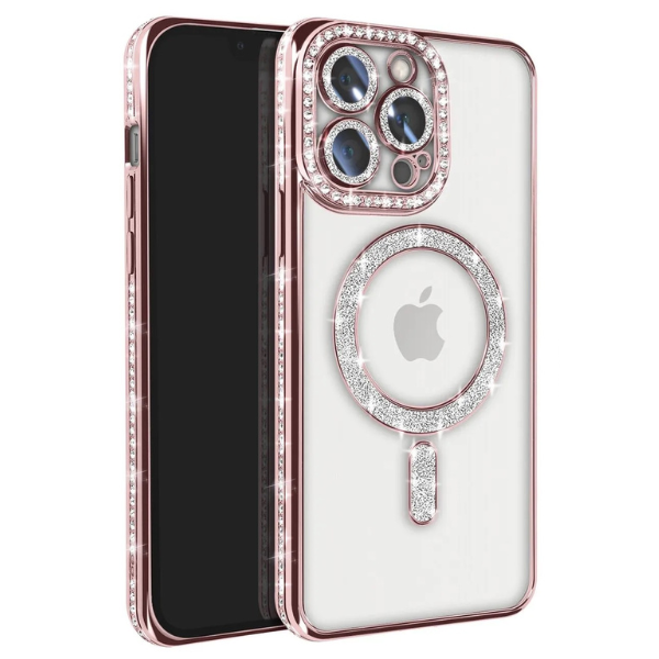 Coque Transparente Strass – Bord Électroplaqué & Anneau Rotatif 360° – Protection Écran/Camera