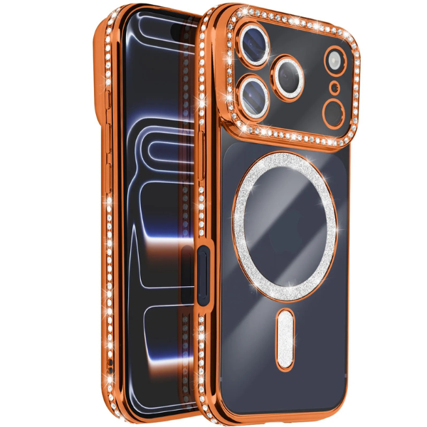 Coque Transparente Strass – Bord Électroplaqué & Anneau Rotatif 360° – Protection Écran/Camera