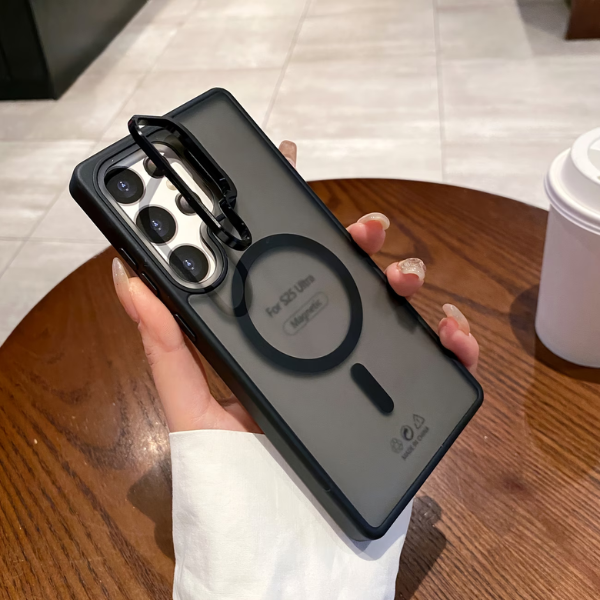 Coque Mate Magnétique avec Support pour Samsung S25 Ultra – Compatible Charge Sans Fil