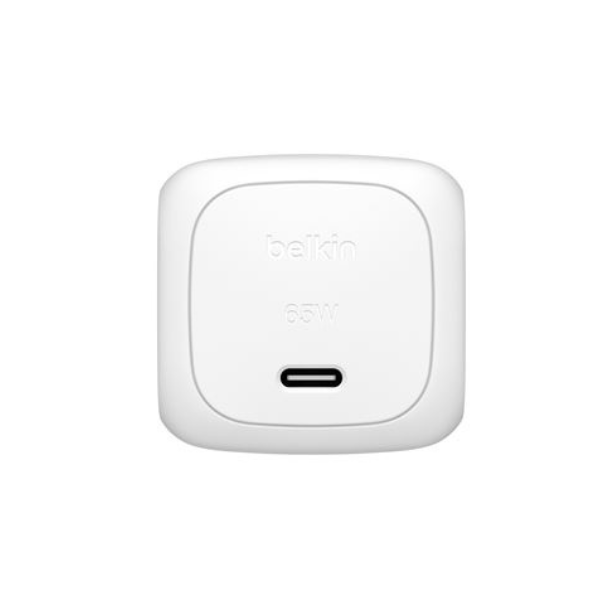 Chargeur Secteur USB-C Belkin BoostCharge 65 W – Charge Rapide Compact & Sécurisé (Blanc)