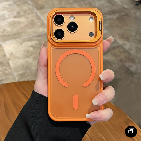 Coque Mate Magnétique avec Support pour iPhone 17 Pro Max – Avec Lens Camera Compatible Charge Sans Fil