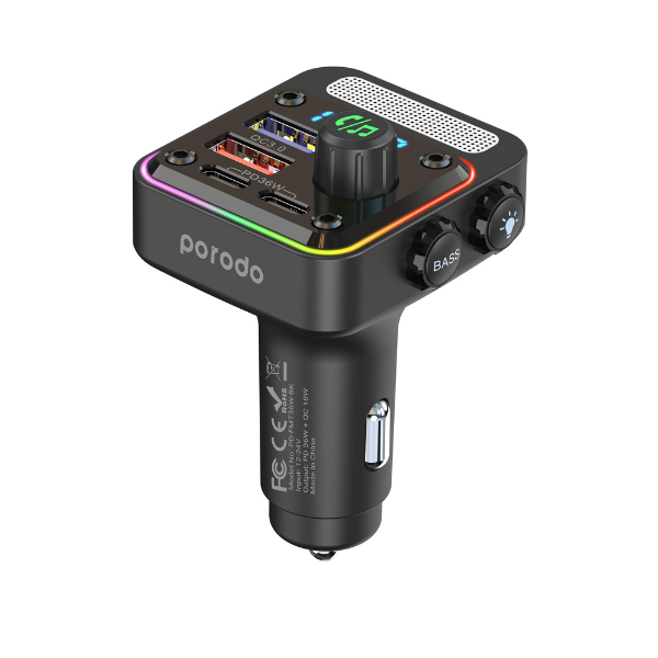 Chargeur Voiture Porodo Quick-Charge FM 36 W (USB-C + USB-A)