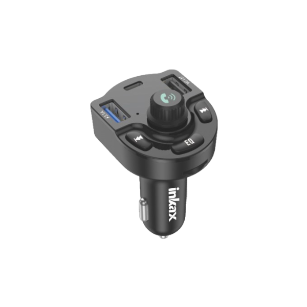 Inkax CM‑12 Chargeur de Voiture Rapide Double USB‑A 3,1 A – Lecteur MP3 & Émetteur FM Intégré (Noir)