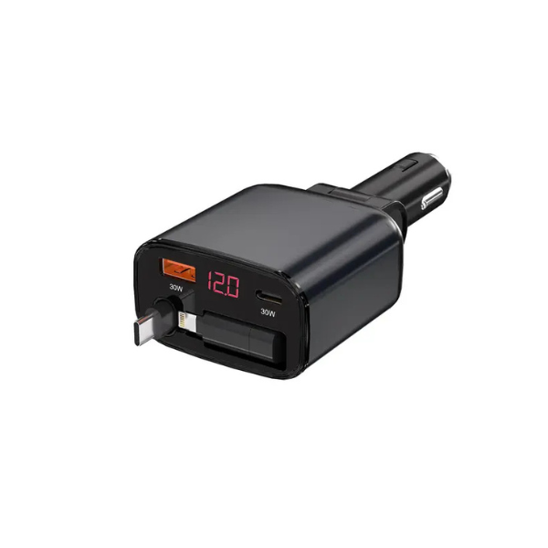 Chargeur Voiture Porodo 105W – Double Port & Connecteur Double, Charge Rapide