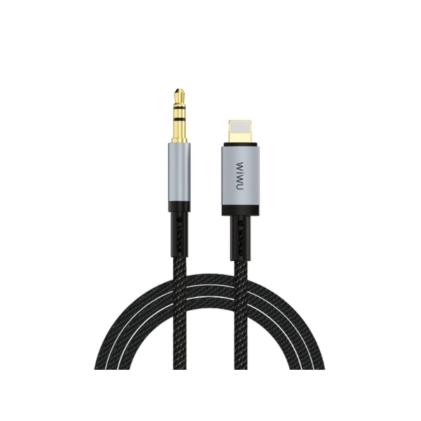 WIWU Wi-C048L Câble Audio Lightning vers Jack 3.5mm AUX 1.5m – Son Hi-Fi, Nylon Tressé, Compatible iPhone & Voiture