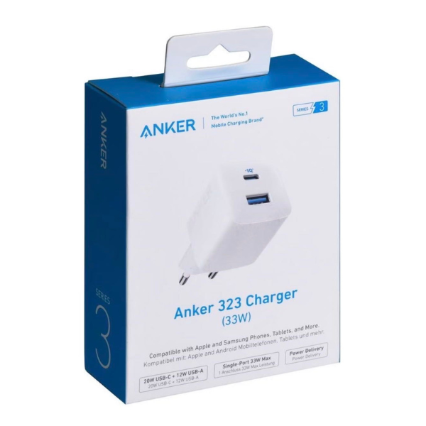 Adapteur Anker 33W Double Port USB-C & USB-A – Charge Rapide Power Delivery, Sécurité Avancée Certifiée