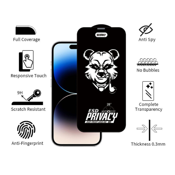Beisoky Verre Trempé Privacy Premium   pour iPhone – Protection d’Écran Anti-Espion, Haute Résistance & Clarté