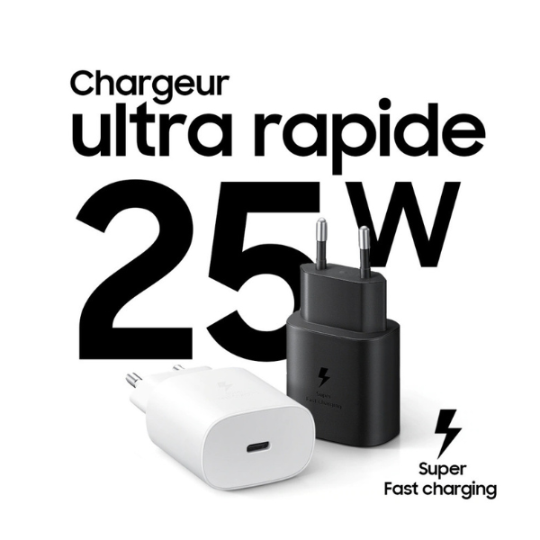 Adaptateur Chargeur Samsung 25W USB-C – Charge Ultra Rapide Power Delivery (Super Fast Charging)